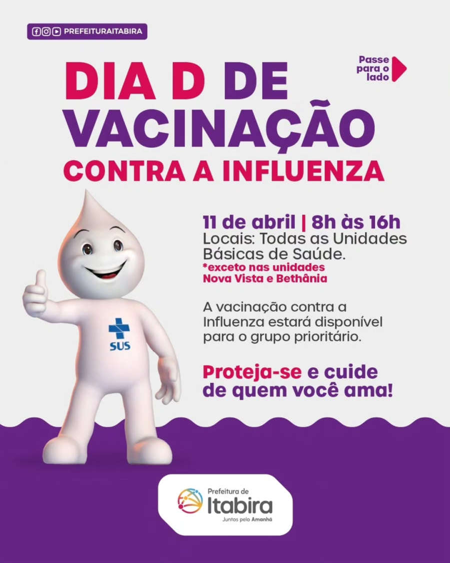 Dia D de vacinação contra gripe é realizado pela GRS Itabira e secretarias municipais de saúde