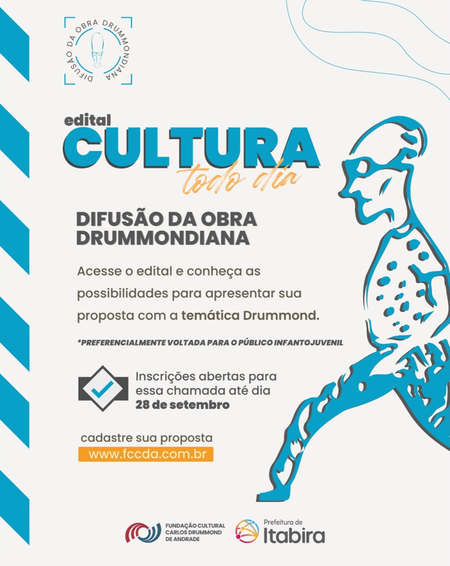 Celebrando o Legado de Carlos Drummond de Andrade: Abertas as Inscrições para o Edital “Cultura Todo Dia – Difusão da Obra Drummondiana”